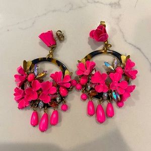 J crew glam earrings - pink crystal and tortoise shell